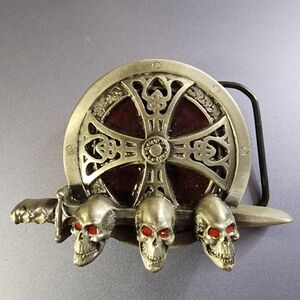 Iron Cross, Skull & Sword Belt Buckle #DD203